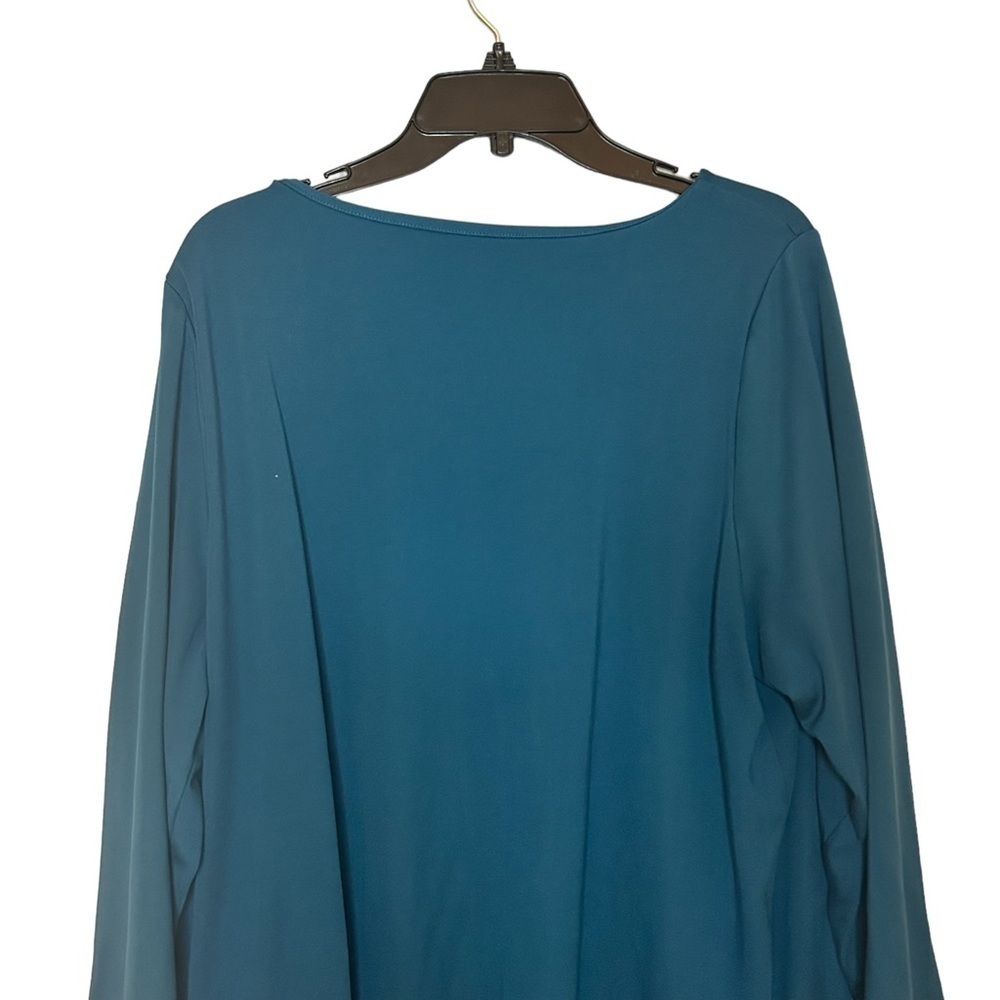 CJ Banks Teal Ponte Knit Tunic Top Women’s 2X Asymmetrical Hem - Picture 5 of 11